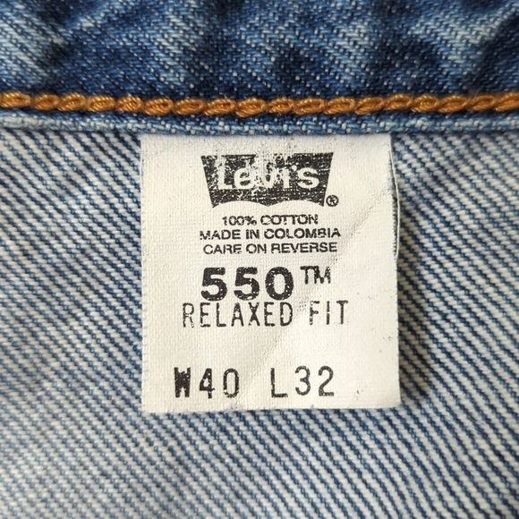Levi's Y2K Vintage 550 Dark Wash Relaxed Fit Tapered Leg Denim Jeans 40 x 32 - Picture 8 of 15